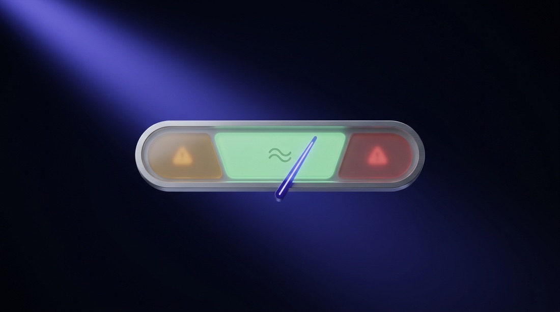 A tolerance gauge with a green band